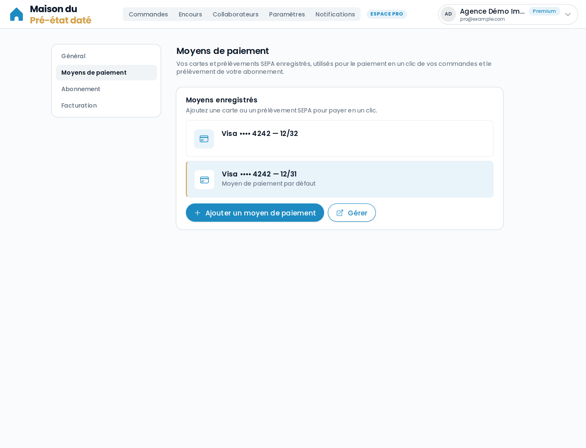 Les moyens de paiement enregistrés